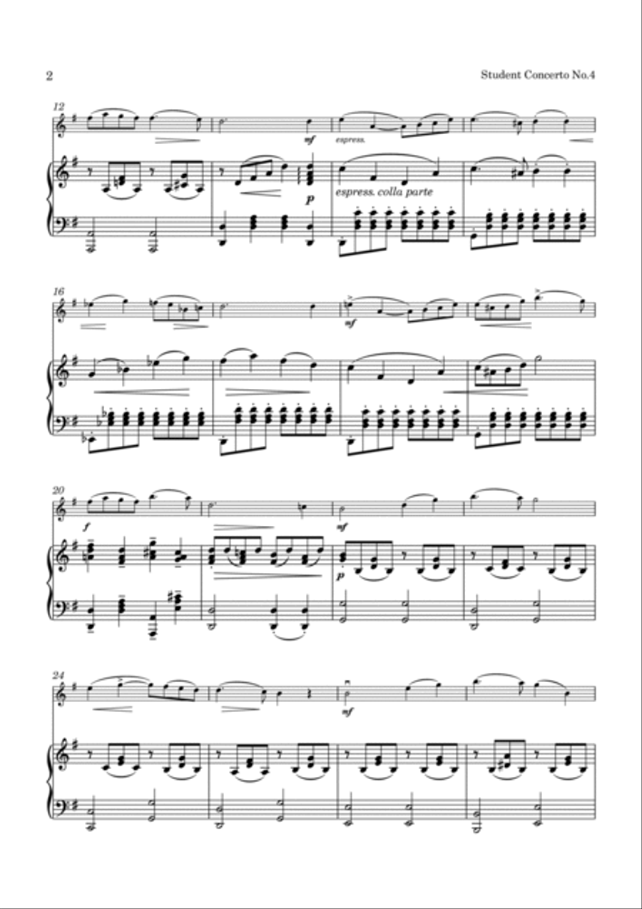 Huber Concerto No. 4 Op. 8 for Violin and Piano Violin Solo scores gallery preview page 3
