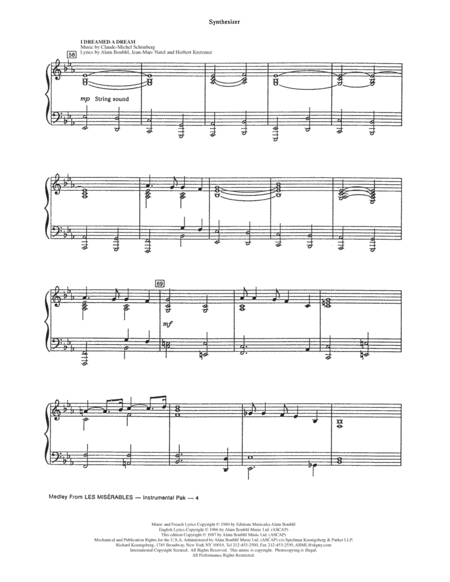 Les Miserables (Choral Medley) (arr. Ed Lojeski) - Synthesizer