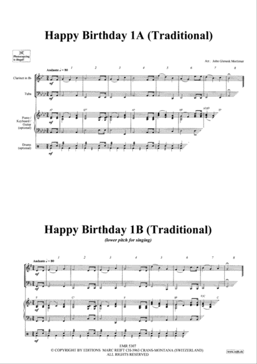 Happy Birthday Happy Birthday Clarinet scores gallery preview page 3