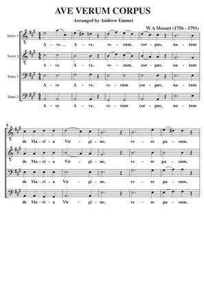 Ave Verum Corpus (Mozart) A Cappella TTBB