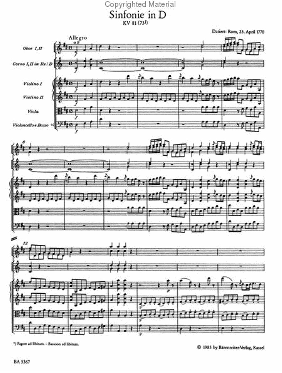 Symphony No. 4 D major KV 81(73l) Violin scores gallery preview page 2