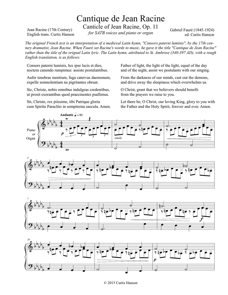 Cantique de Jean Racine (SATB) 4-Part scores gallery preview page 1