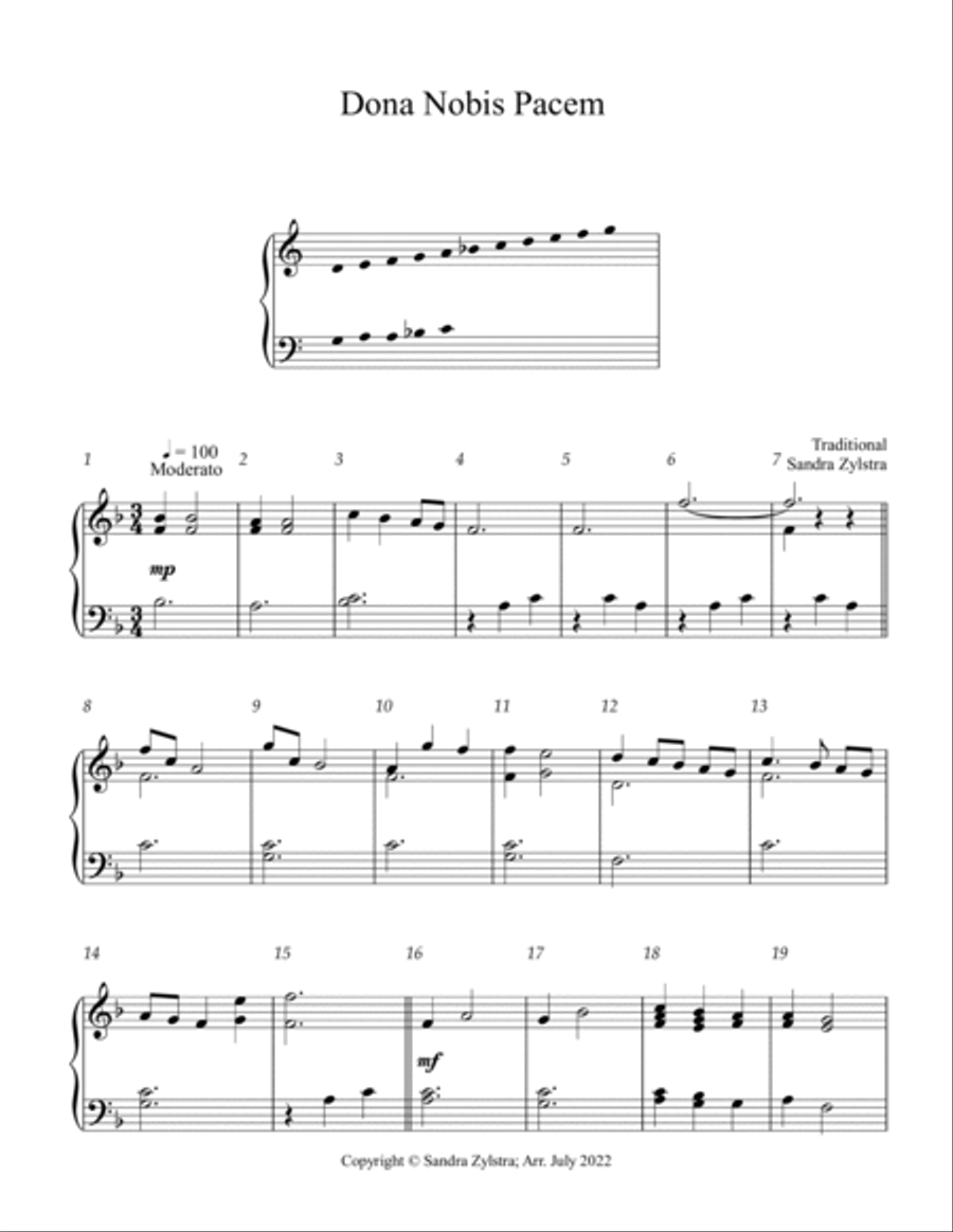 Dona Nobis Pacem (2 octave handbells) 2-Octaves scores gallery preview page 2
