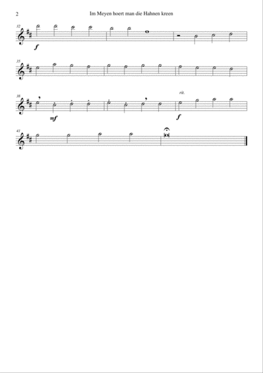 Im Meyen hoert man die Hahnen kreen (In May you hear the cocks crow) for wind quartet Woodwind Quartet scores gallery preview page 4