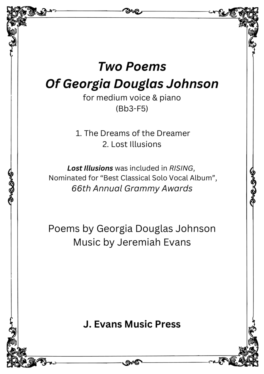 Two Poems of Georgia Douglas Johnson Chamber Music scores gallery preview page 1