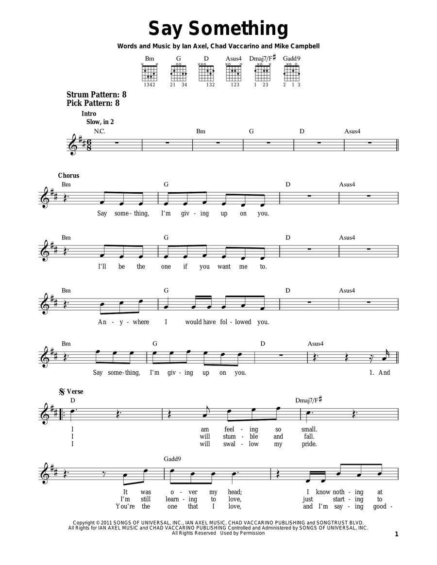 Say Something Acoustic Guitar scores gallery preview page 1