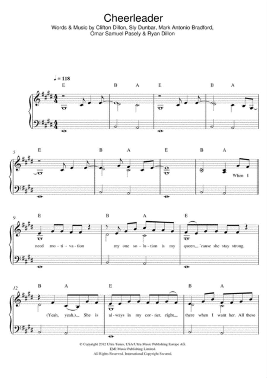 Cheerleader Cheerleader Easy Piano scores gallery preview page 1