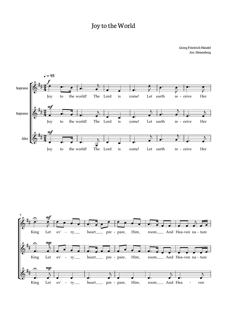 Book cover for Joy To The World - Händel - Christmas Songs for Choir SSA