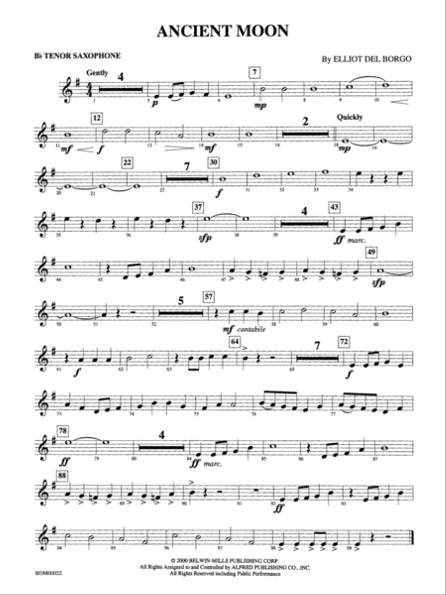 Ancient Moon: B-flat Tenor Saxophone Concert Band scores gallery preview page 1