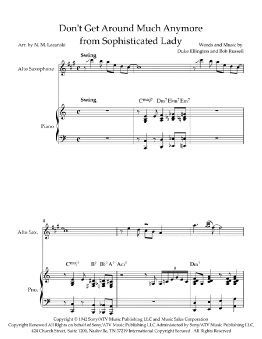 Don't Get Around Much Anymore Alto Saxophone scores gallery preview page 2