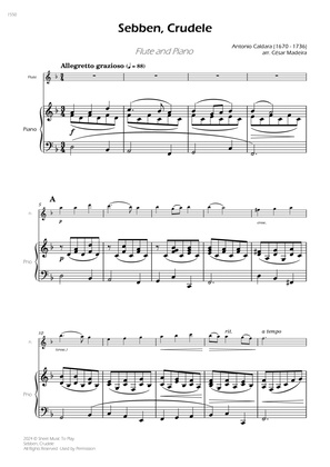 Sebben, Crudele - Flute and Piano (Full Score)