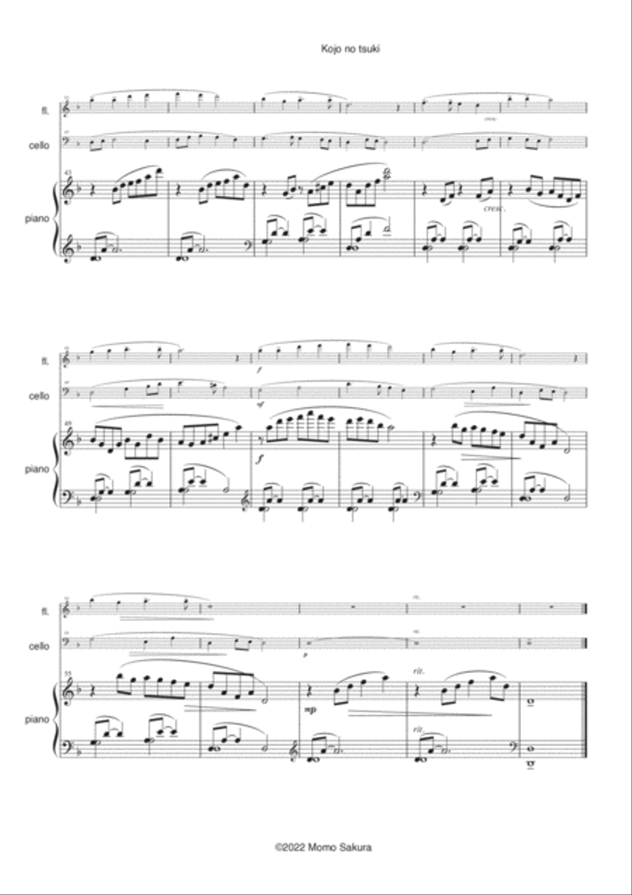 Kojo no tsuki - The moon over the ruined castle- for Flute and Piano (and cello optional) Small Ensemble scores gallery preview page 3