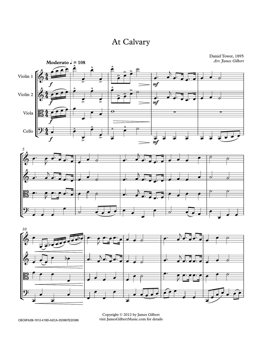 At Calvary String Quartet scores gallery preview page 1
