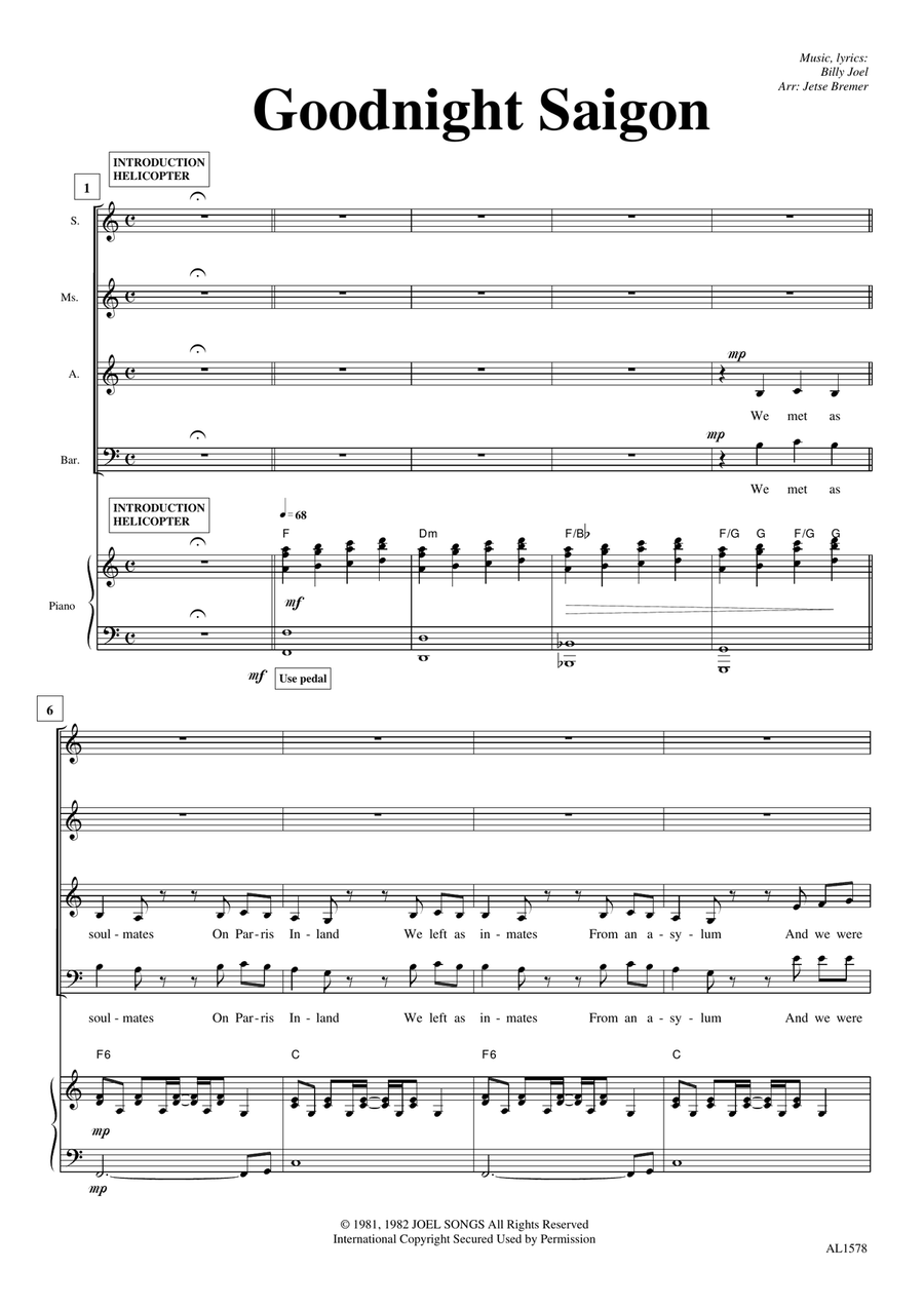 Goodnight Saigon Goodnight Saigon Choir scores gallery preview page 1