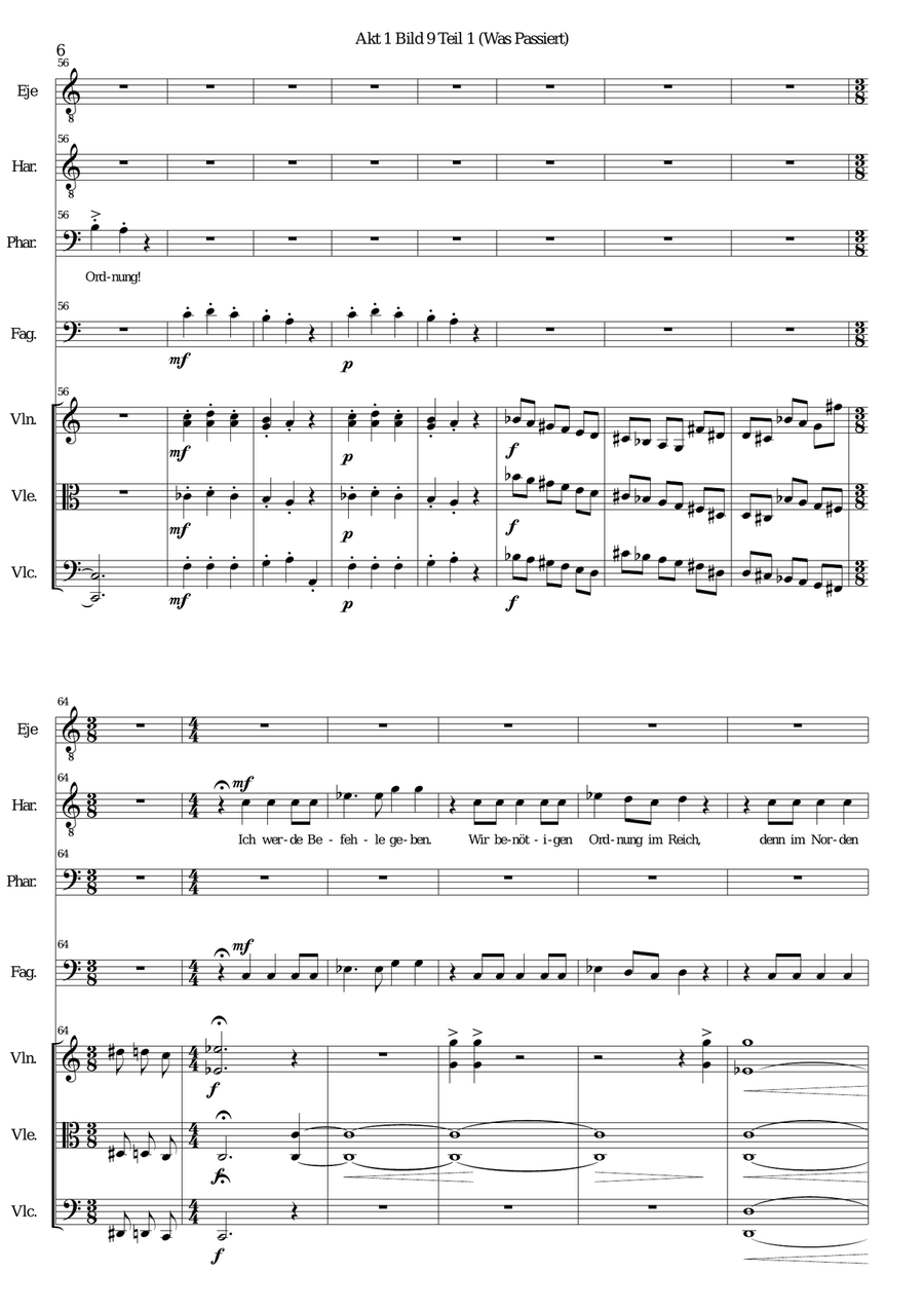 ATON part 12-Was passiert - 2 tenor voices, 1 bass voice, bassoon, strings Tenor Voice scores gallery preview page 6