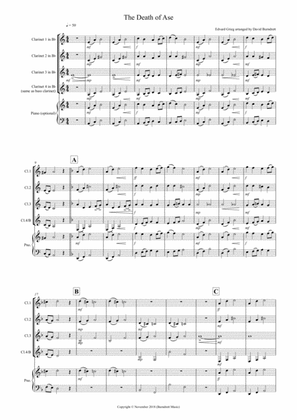 The Death of Ase (from Peer Gynt) for Clarinet Quartet