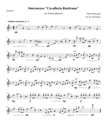 Intermezzo "Cavalleria rusticana" (Mascagni) String Quartet image number null