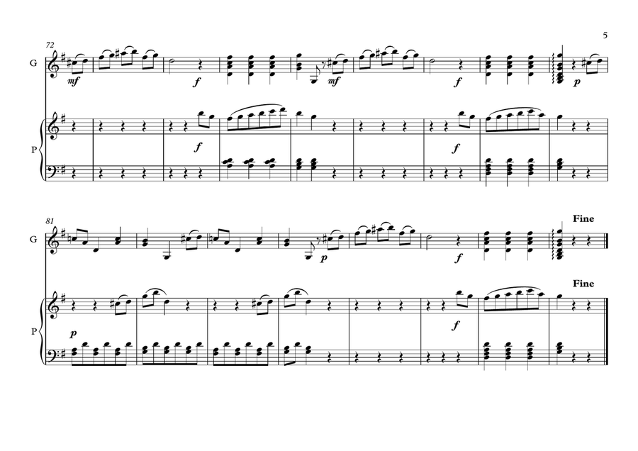 Valses for Guitar and Piano duet by Carulli Acoustic Guitar scores gallery preview page 5