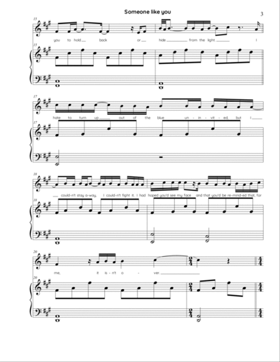 Someone Like You Easy Piano scores gallery preview page 3