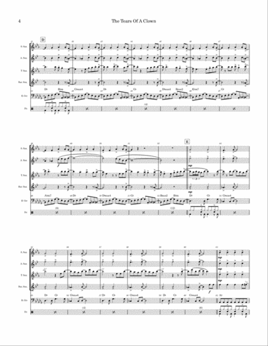 The Tears Of A Clown Saxophone Quartet scores gallery preview page 4
