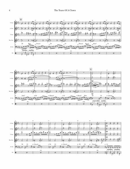 The Tears Of A Clown by Henry Cosby Saxophone Quartet - Digital Sheet Music