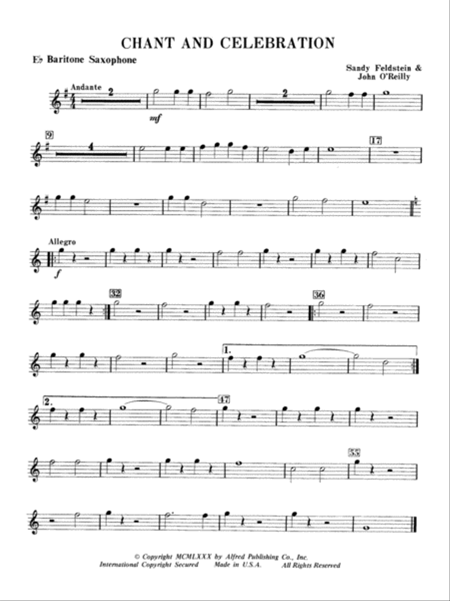 Chant and Celebration: E-flat Baritone Saxophone Concert Band scores gallery preview page 1