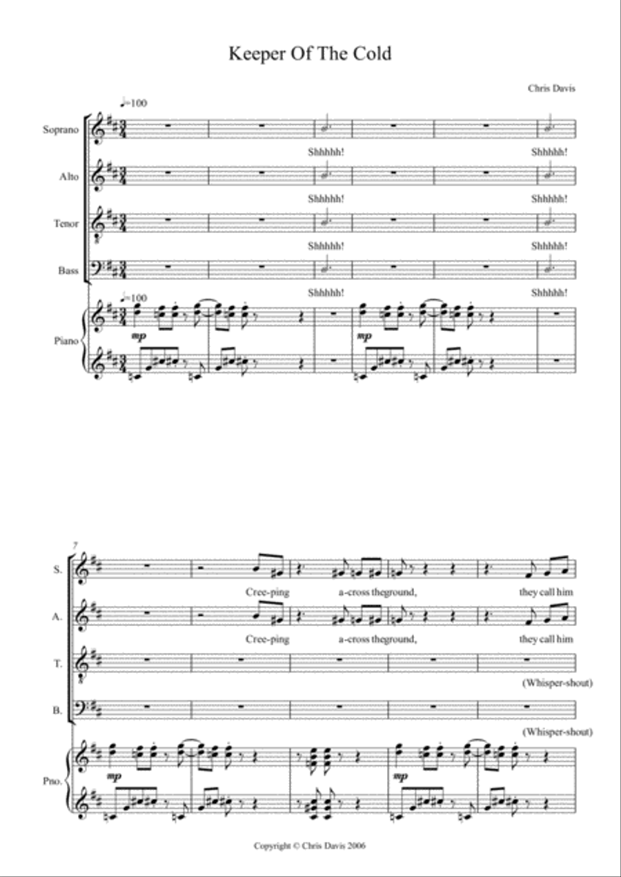 Keeper Of The Cold 4-Part scores gallery preview page 1