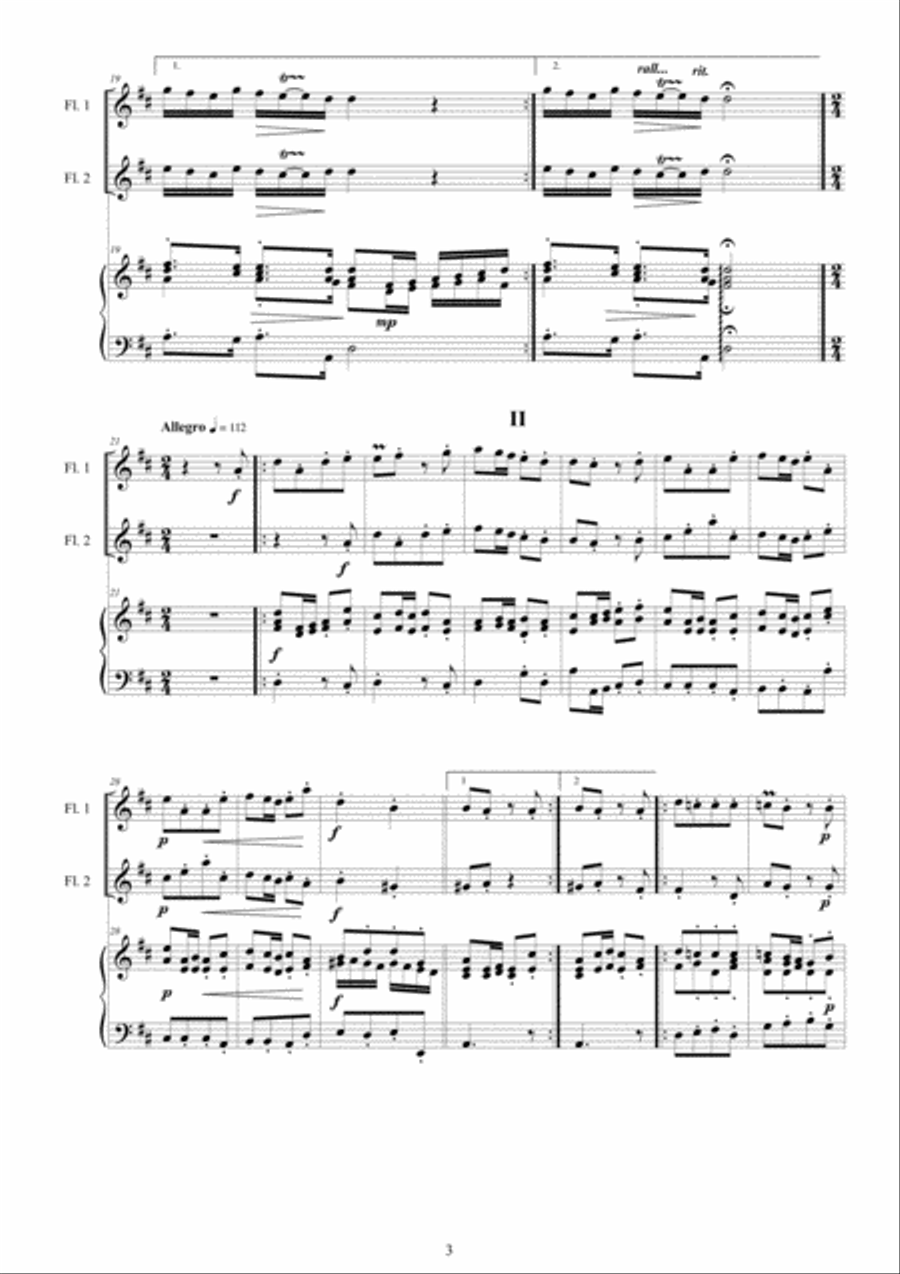 Valentini - Double Sonata in D major CSVal-2 for Two Flutes and Cembalo Flute Duet scores gallery preview page 3