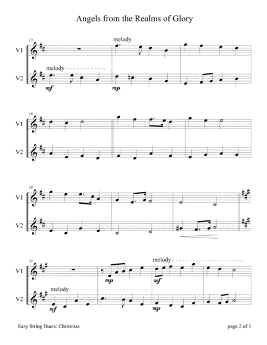 Easy String Duets: Christmas Carols (A Collection of 10 Violin Duets) String Duet scores gallery preview page 6
