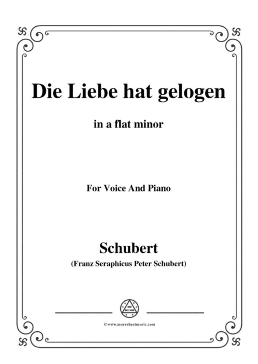 Schubert-Die Liebe hat gelogen,in a flat minor,Op.23,No.1,for Voice and Piano Voice Solo scores gallery preview page 1