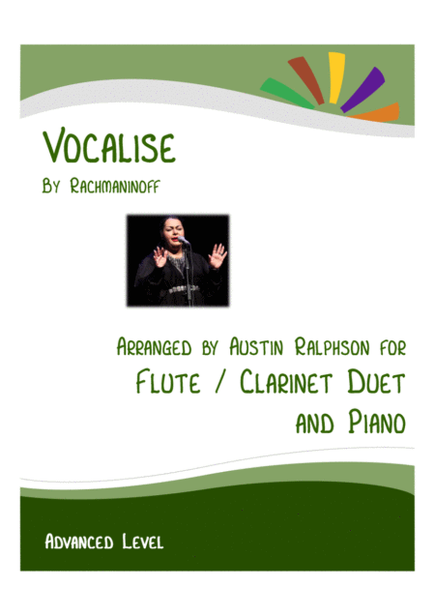 Vocalise (Rachmaninoff) - flute and clarinet duet and piano with FREE BACKING TRACK image number null