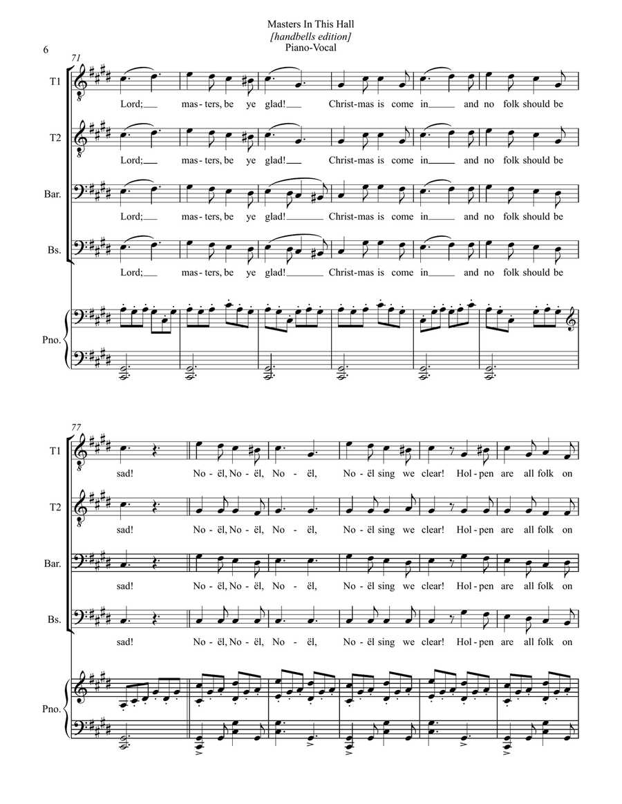 Masters In This Hall [+handbells edition] TTBB scores gallery preview page 6