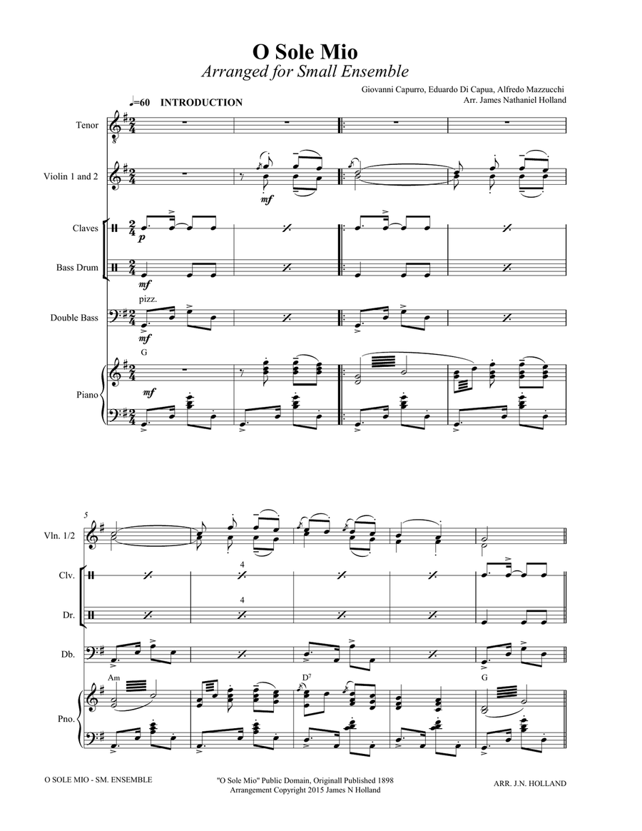 O Sole Mio Arranged for Tenor and Small Ensemble Percussion Ensemble scores gallery preview page 4