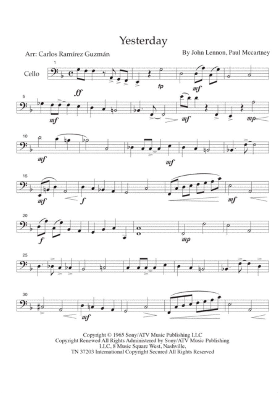 Yesterday String Quartet scores gallery preview page 3