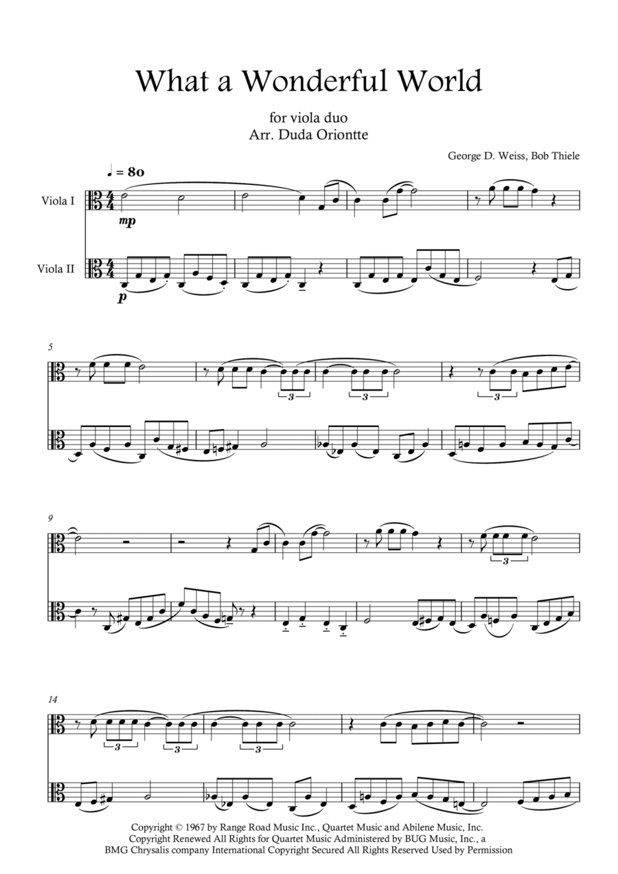 What A Wonderful World String Duet scores gallery preview page 1