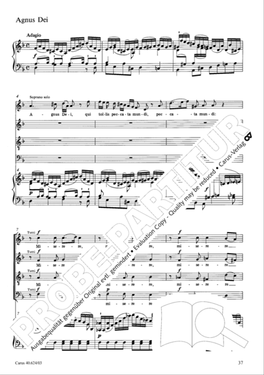 Missa brevis in F major 4-Part scores gallery preview page 38