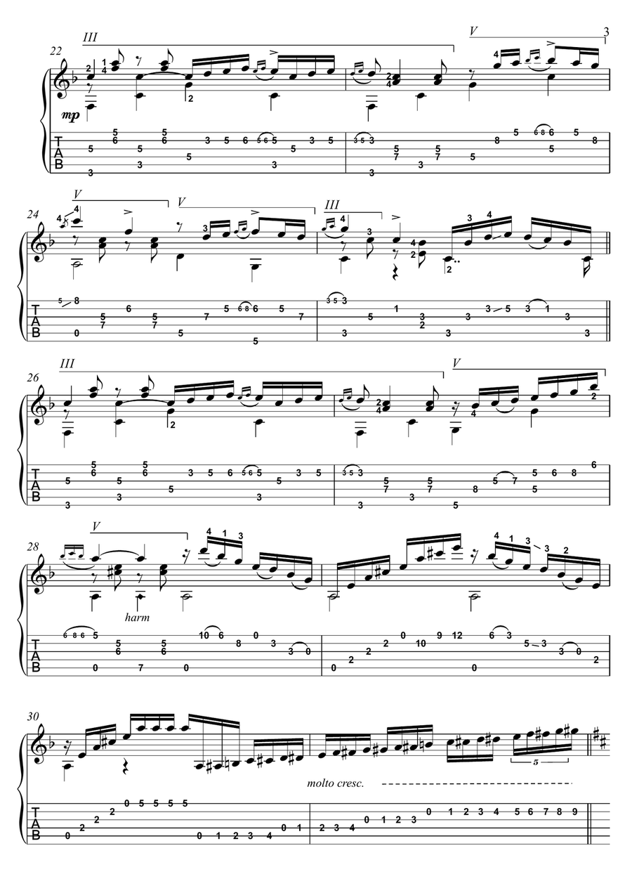 Capricho Arabe by Tarrega guitar solo Acoustic Guitar scores gallery preview page 3