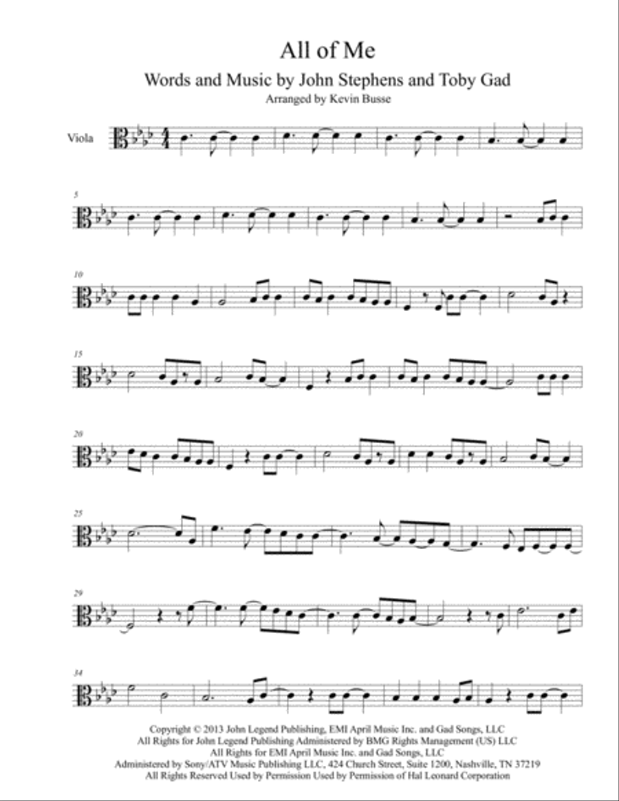 All Of Me Viola Solo scores gallery preview page 1