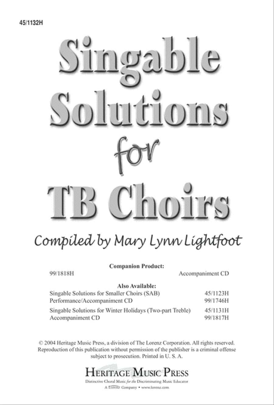 Singable Solutions for TB Choirs TB scores gallery preview page 1