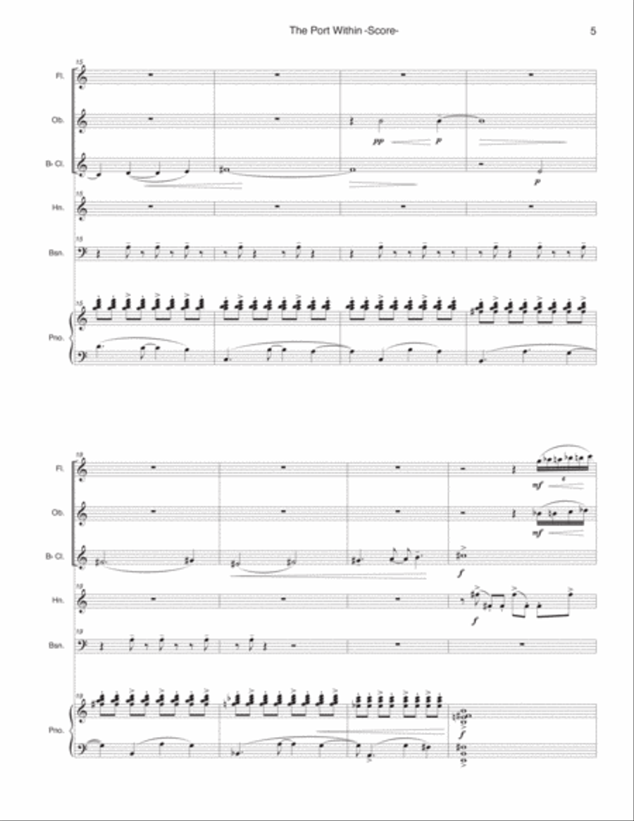 The Port Within - for wind quintet and piano Small Ensemble scores gallery preview page 5