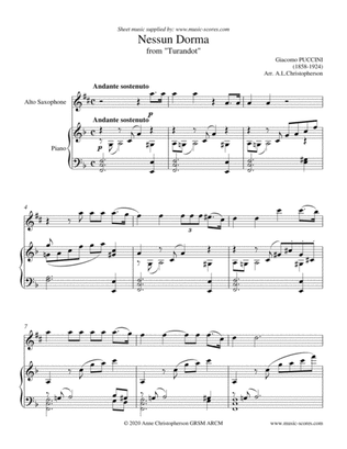 Book cover for Nessun Dorma - Alto Saxophone and Piano