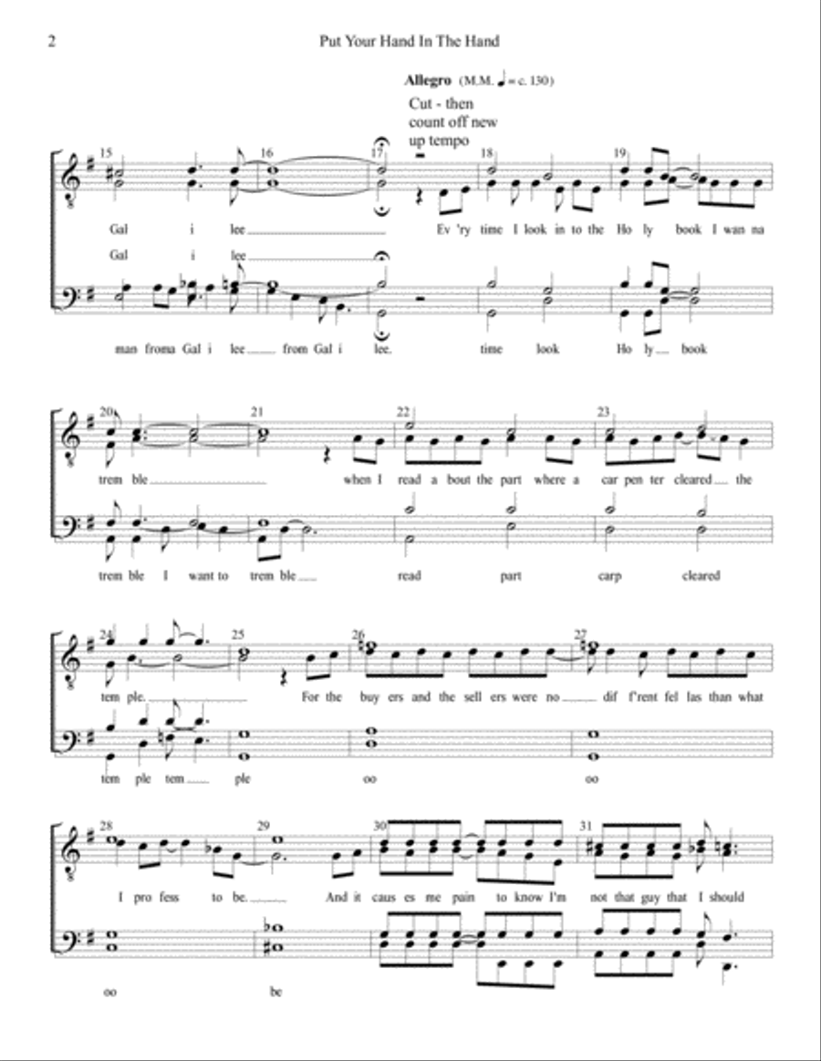 Put Your Hand In The Hand TTBB scores gallery preview page 2