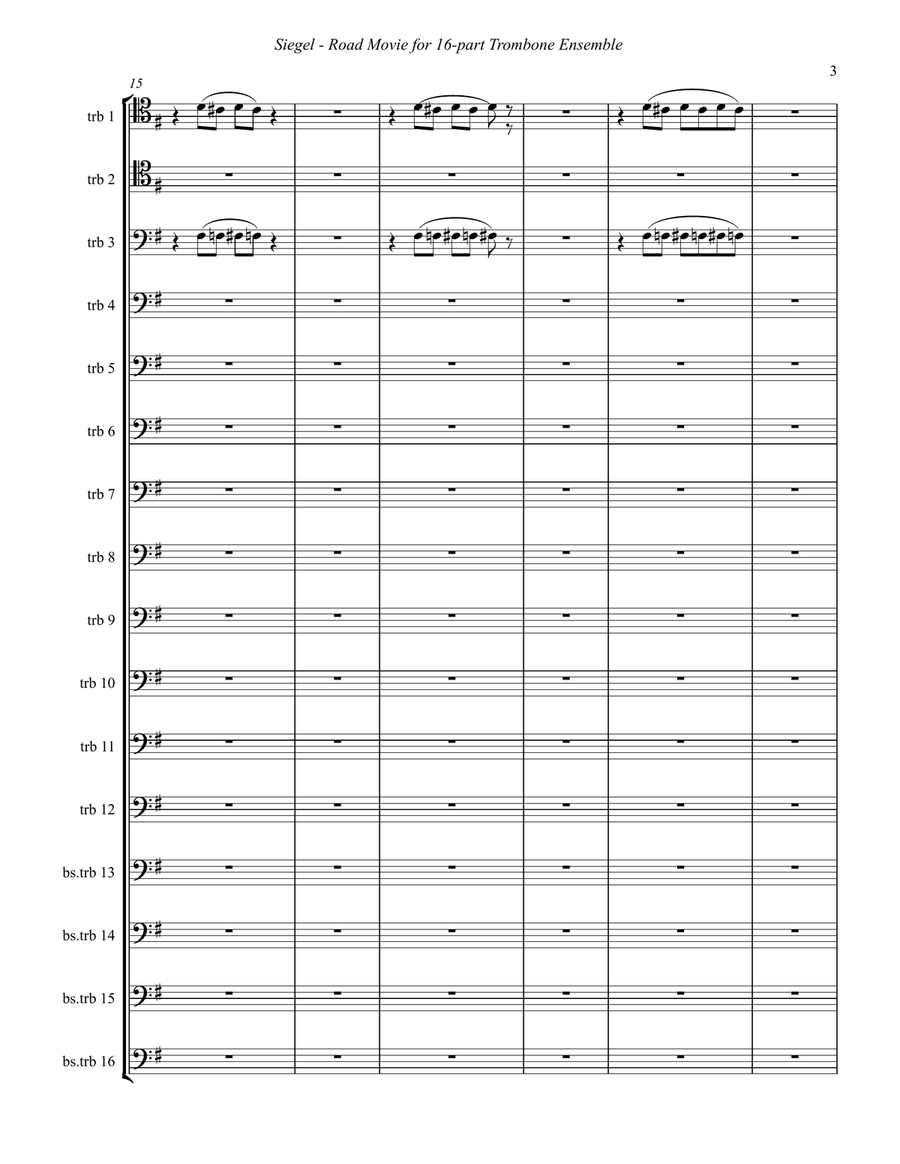 Road Movie for 16-part Trombone Ensemble Brass Ensemble scores gallery preview page 5