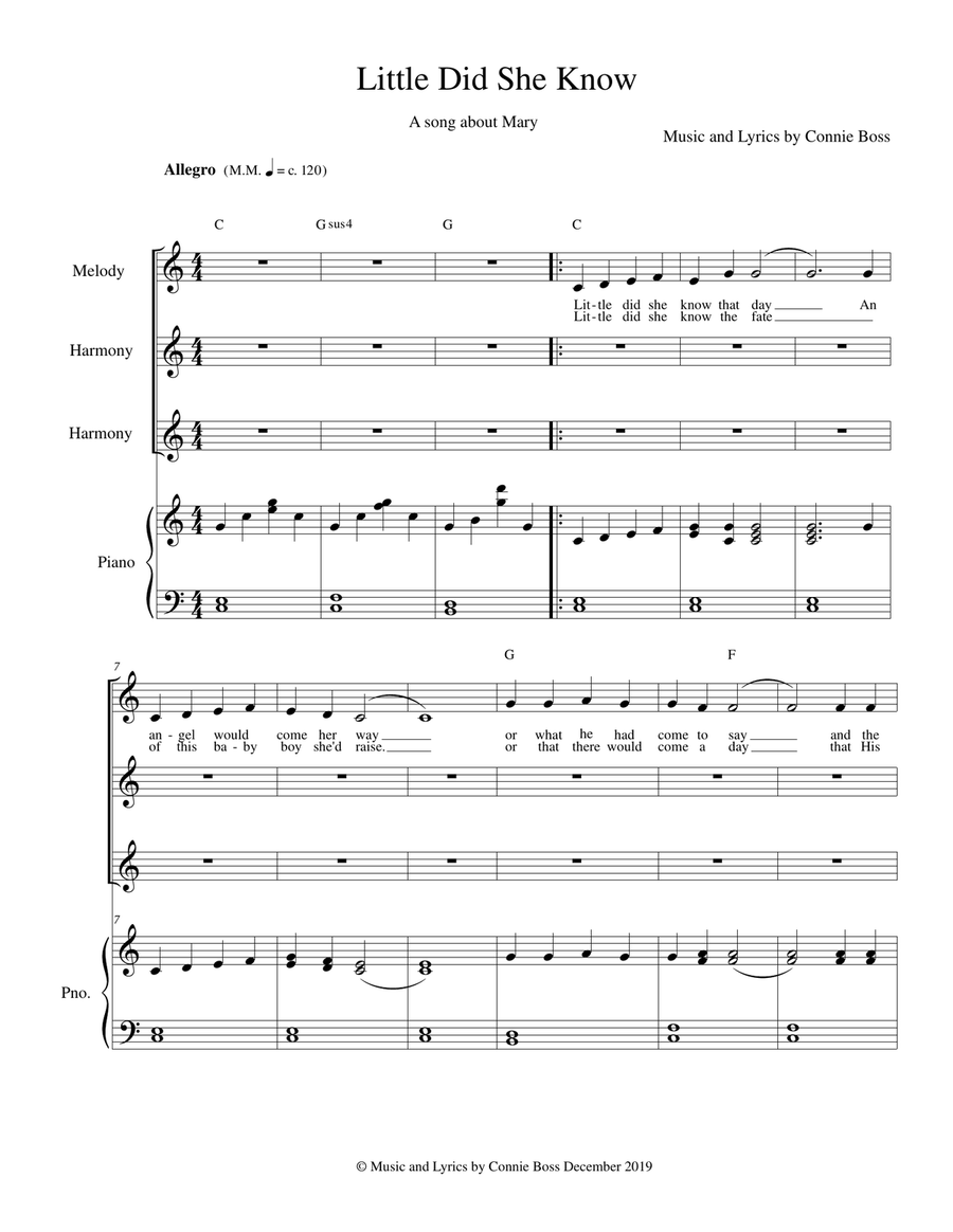 Little Did She Know - Mary - vocal trio and piano Choir scores gallery preview page 1
