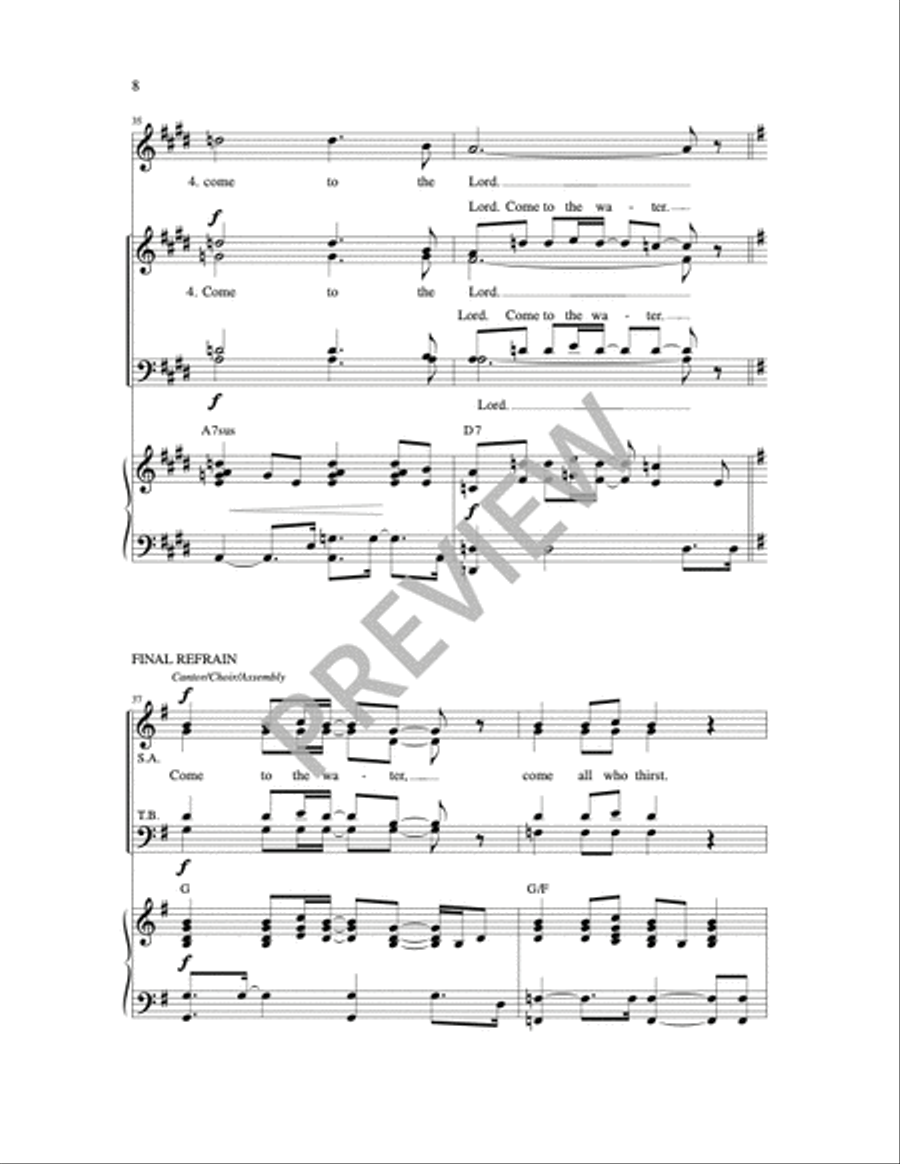Come to the Water 4-Part scores gallery preview page 2