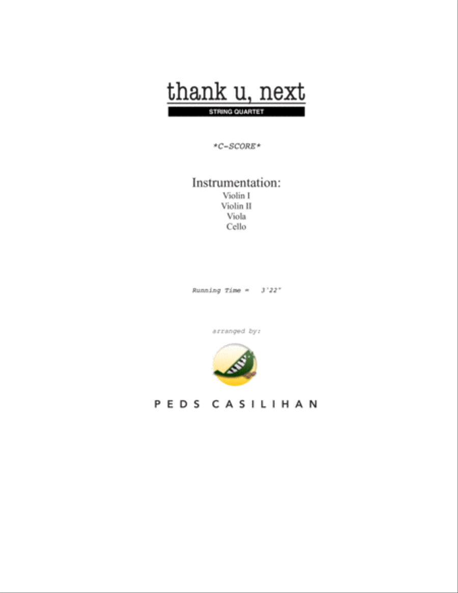 Thank U, Next Thank U, Next String Quartet scores gallery preview page 1