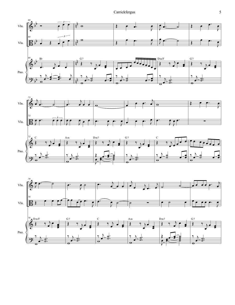 Carrickfergus (Duet for Violin and Viola) String Duet scores gallery preview page 6