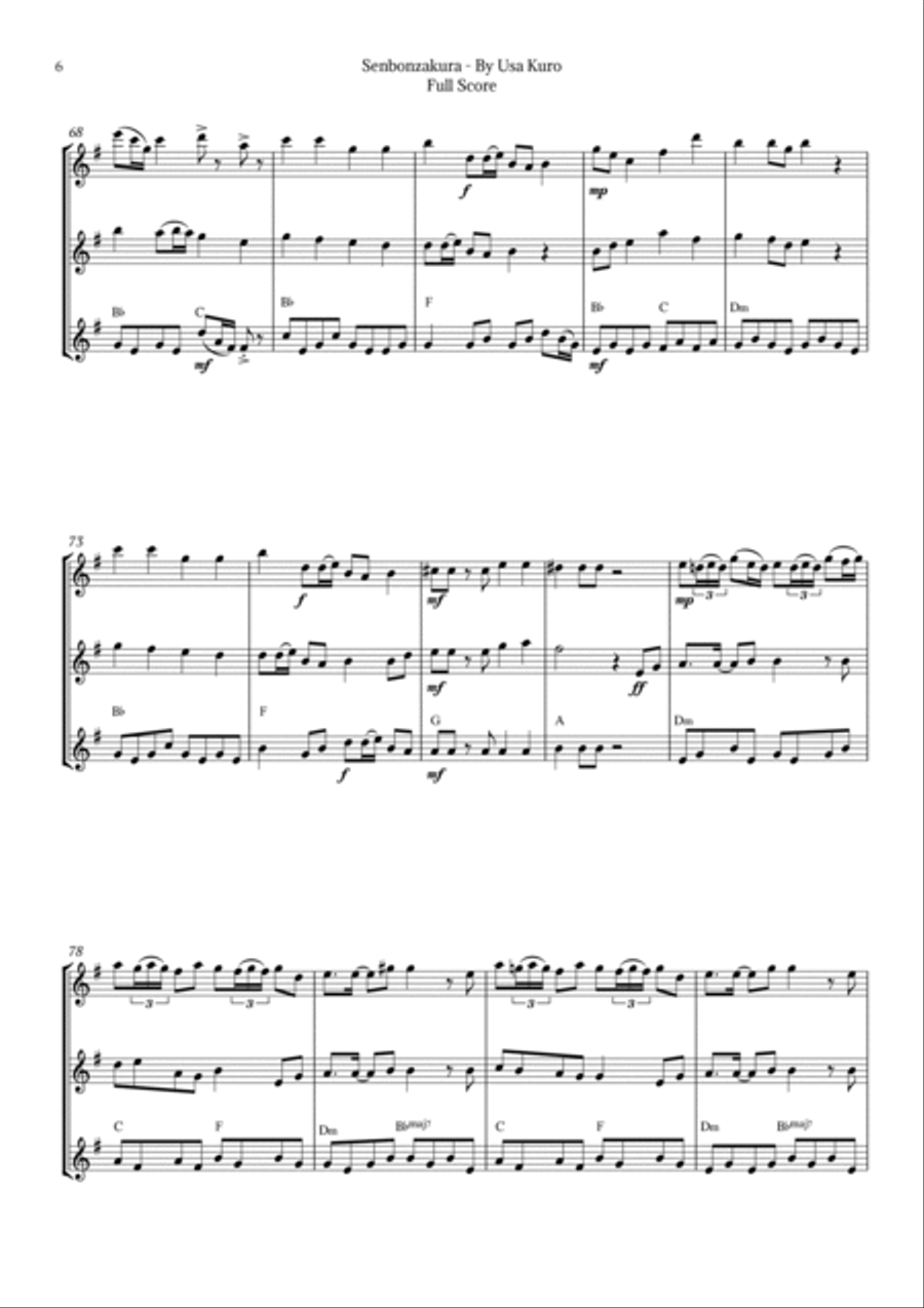 Senbonzakura Woodwind Trio scores gallery preview page 6