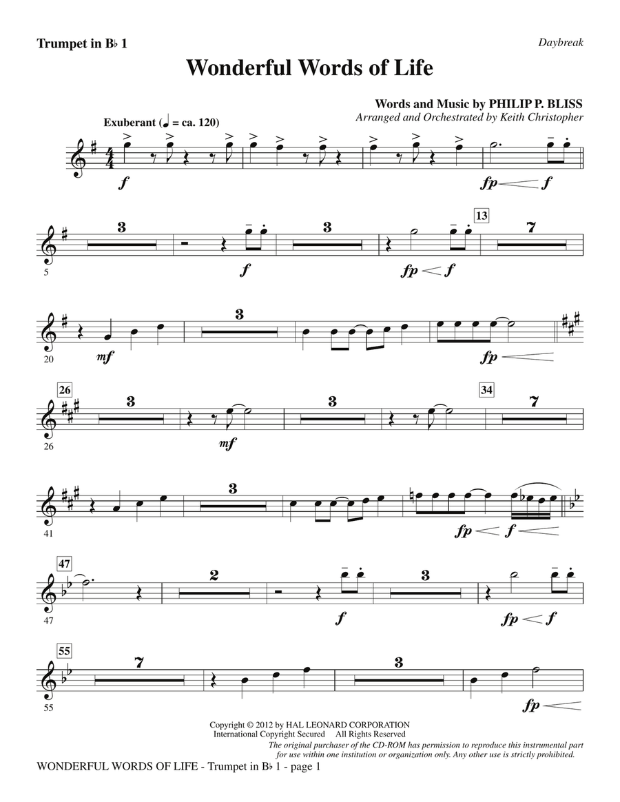 Wonderful Words of Life - Bb Trumpet 1