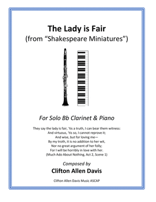 The Lady Is Fair (Solo Clarinet and Piano) from "Shakespeare Miniatures"